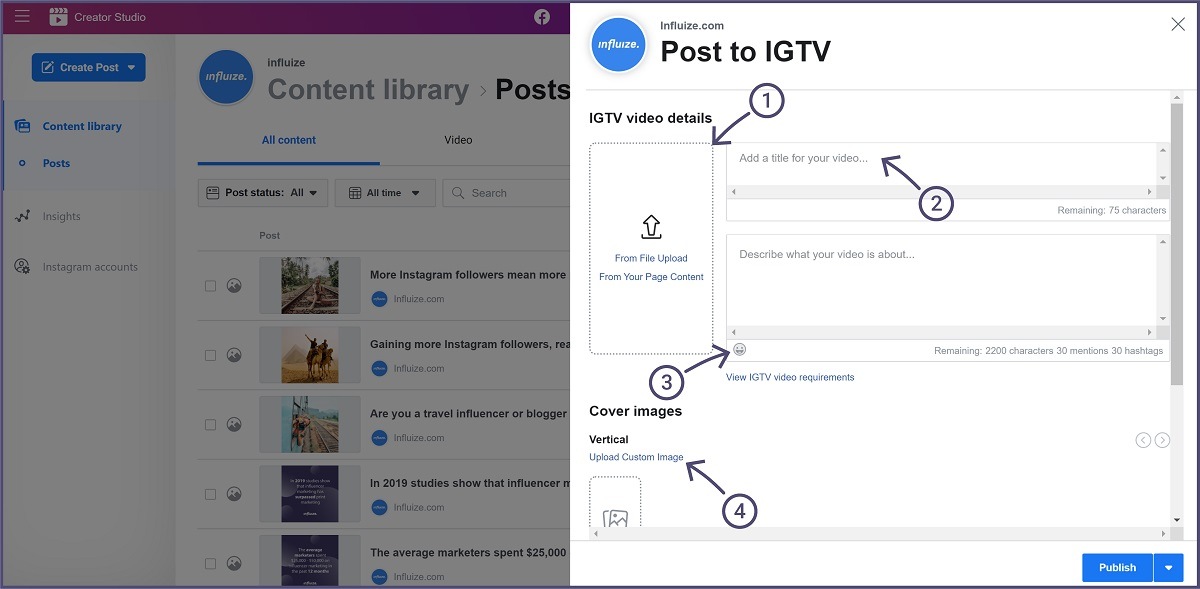 How to upload a video to Instagram from Facebook creator studio