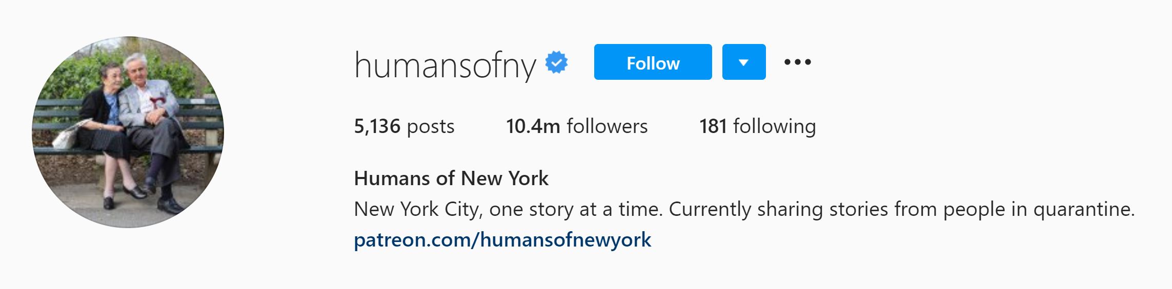 Humans of NY Instagram bio