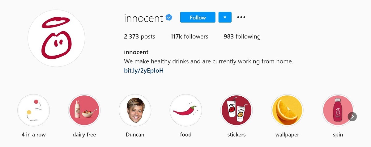 Innocent Instagram Bio